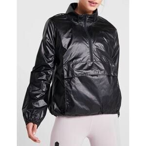 Under Armour UA Metallic Woven Anorak Windbreaker Jacket Loose Black XS 3933